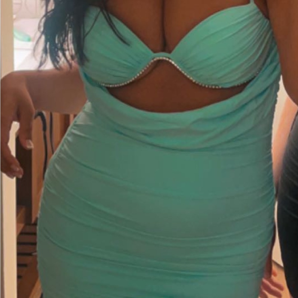 Elegant Aqua Strapless Dress